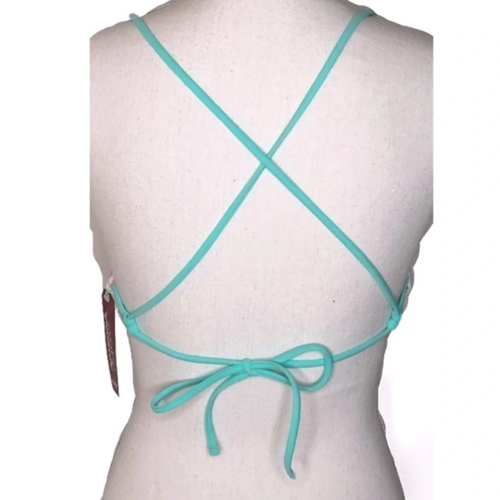 🌺 Arizona Floral Tropical Neon Strappy Bikini Top Size L NWT